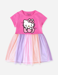 Váy bé gái phối lưới Hello Kitty Bomines