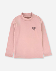 Áo tay dài bé gái cổ lọ zip cotton dáng body