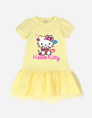 Váy bé gái tay phồng phối lưới Hello Kitty