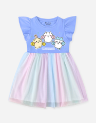 Váy bé gái Chiikawa Bomines, Đầm phối lưới cầu vồng