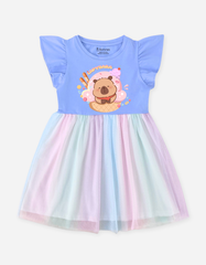 Váy bé gái Capybara Bomines, Đầm phối lưới cầu vồng ngọt ngào