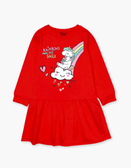 Váy bé gái mùa thu tay dài Kỳ Lân Unicorn Cầu vồng