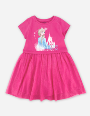 Váy bé gái tay ngắn Elsa phối lưới