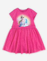 Váy bé gái tay ngắn Elsa phối lưới