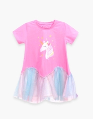 Váy bé gái phối lưới lượn sóng Unicorn