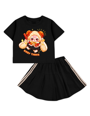 Set váy bé gái BabyThree Bomines, Bộ áo chân váy Tết dễ thương