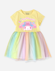 Váy bé gái Melody Bomines, Đầm phối lưới cầu vồng
