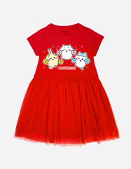 Váy bé gái Chiikawa Bomines, Đầm phối lưới cầu vồng