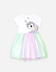 Váy bé gái tay ngắn phối lưới Unicorn