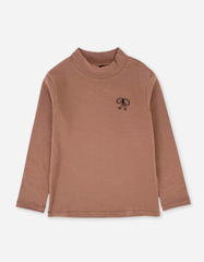 Áo tay dài bé gái cổ lọ zip cotton dáng body