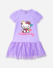 Váy bé gái tay phồng phối lưới Hello Kitty