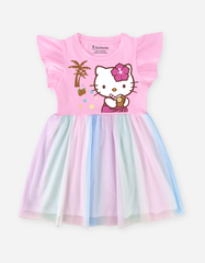 Váy bé gái phối lưới Hello Kitty