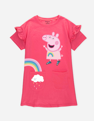 Váy bé gái tay ngắn Peppa Pig dáng suông