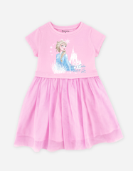 Váy bé gái tay ngắn Elsa phối lưới