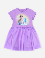 Váy bé gái tay ngắn Elsa phối lưới