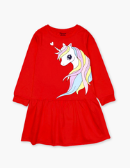 Váy bé gái mùa thu tay dài Kỳ Lân Unicorn