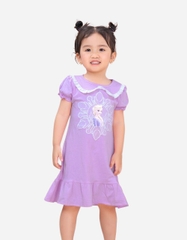 Váy bé gái tay phồng cổ sen Elsa