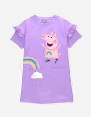Váy bé gái tay ngắn Peppa Pig dáng suông