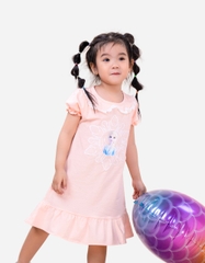 Váy bé gái tay phồng cổ sen Elsa