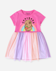 Váy bé gái phối lưới cầu vồng Capybara