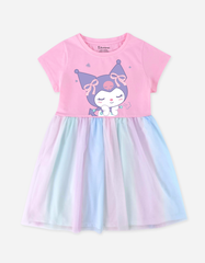 Váy bé gái phối lưới cầu vồng Kuromi