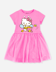 Váy bé gái tay ngắn Hello Kitty phối lưới