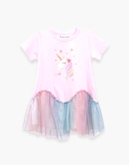 Váy bé gái phối lưới lượn sóng Unicorn
