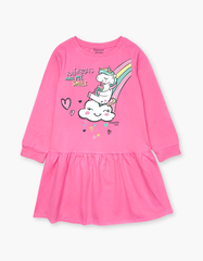 Váy bé gái mùa thu tay dài Kỳ Lân Unicorn Cầu vồng