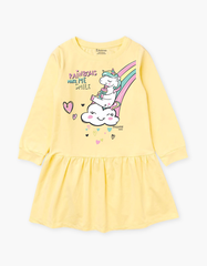 Váy bé gái mùa thu tay dài Kỳ Lân Unicorn Cầu vồng