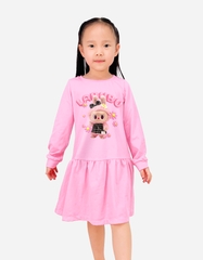 Váy bé gái tay dài mùa thu Labubu