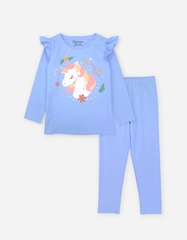 Đồ bộ bé gái tay dài hoạt tiết Tuần Lộc, Unicorn