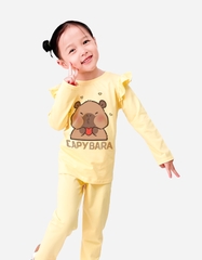 Đồ bộ bé gái tay dài mùa thu Capybara