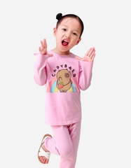 Đồ bộ bé gái tay dài mùa thu Capybara