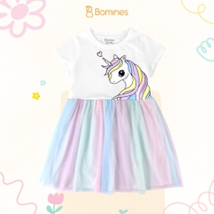 Váy bé gái tay ngắn phối lưới Unicorn