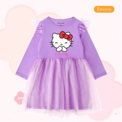 Váy bé gái tay dài Hello Kitty phối lưới