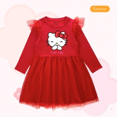 Váy bé gái tay dài Hello Kitty phối lưới