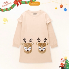 Váy bé gái Tuần lộc tay dài