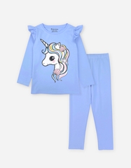 Đồ bộ bé gái mùa thu tay dài Kỳ Lân Unicorn