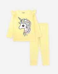 Đồ bộ bé gái mùa thu tay dài Kỳ Lân Unicorn