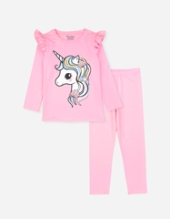 Đồ bộ bé gái mùa thu tay dài Kỳ Lân Unicorn