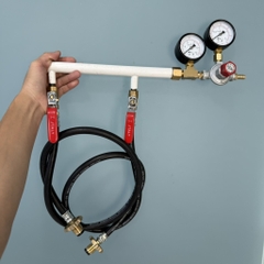 Hệ thống cấp gas 2 bình đầu vào, Van gas 2 bình 14kg/h có van điều áp RECA italia