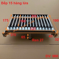 Bếp đốt 15 hàng lửa, Đầu đốt khí hóa lỏng LPG, Bếp bồ cào, Bếp thanh, bếp đốt máy rang
