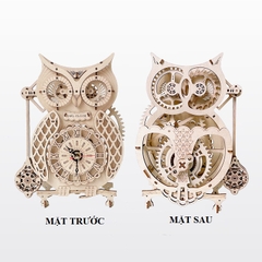 Mô hình gỗ 3D Lắp ráp Đồng hồ Quả lắc hình Cú Owl Clock Uguter