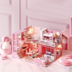 Mô hình nhà DIY Doll House Dream Angels Kèm Mica Chống bụi, Bộ dụng cụ và Keo dán