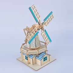 Đồ chơi lắp ráp gỗ 3D Mô hình Cối Xay Gió Dutch Windmill Laser