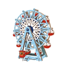 Đồ chơi lắp ráp gỗ 3D Mô hình Vòng Đu Quay Ferris Wheel Laser - Tặng kèm đèn LED USB trang trí