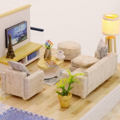 Mô hình nhà DIY Doll House Mermaid Tribe Kèm Mica Chống bụi, Bộ dụng cụ, Keo dán và Bộ phát nhạc