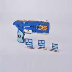 Đồ chơi lắp ghép gỗ 3D Mô hình Chuyển động Súng Bắn thun Rubber Band