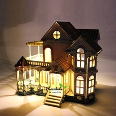 Đồ chơi lắp ráp gỗ 3D Mô hình biệt thự Villa Xia Weiyi - Tặng kèm đèn LED USB trang trí Không Nội thất