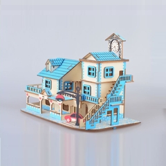 Đồ chơi lắp ráp gỗ 3D Mô hình nhà Charming Aegean Sea Laser - Tặng kèm đèn LED USB trang trí